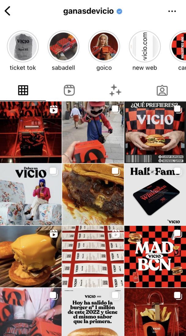 Página de Instagram de Vicio